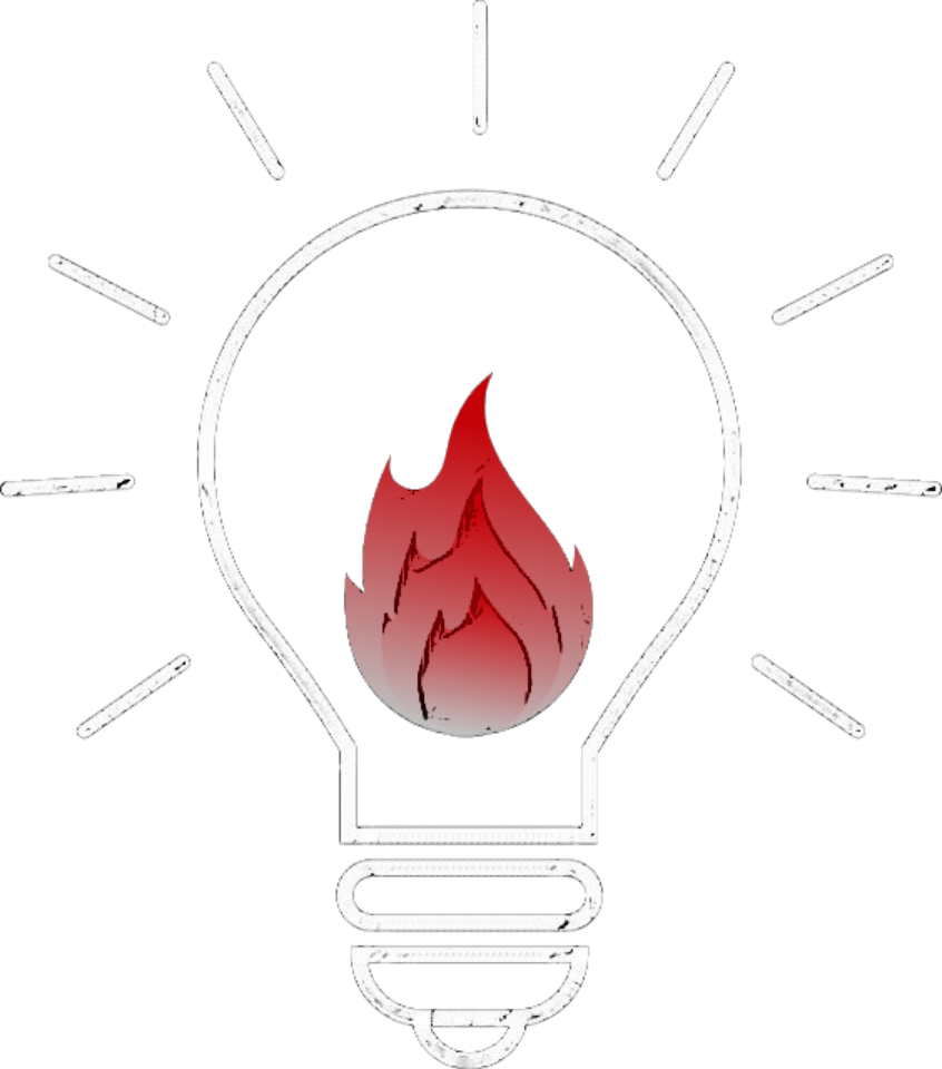 Illustration of a Lighted bulb with fire inside it